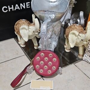 NWT! Michael Kors Cherry Red Leather Coin Purse